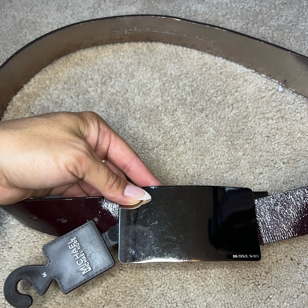 Michael Kors burgundy plated belt